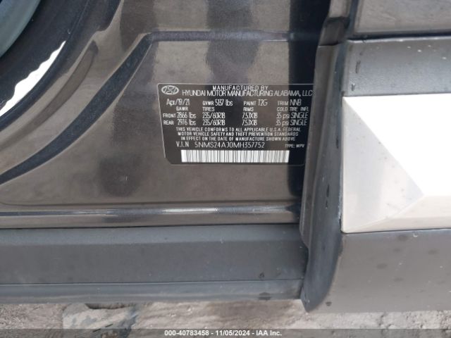 5NMS24AJ0MH357752 Hyundai Santa Fe Sel