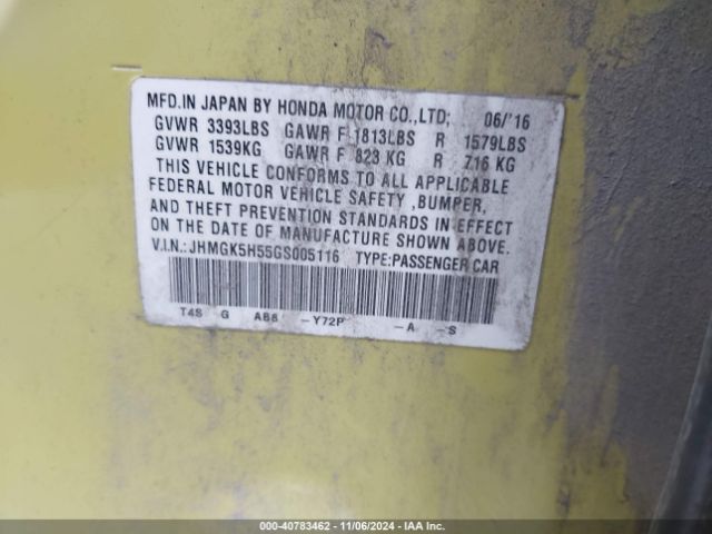 JHMGK5H55GS005116 Honda FIT LX