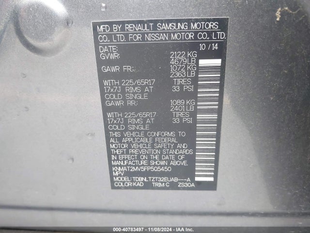 Nissan ROGUE SV 2015 KNMAT2MV5FP505450 Image 9