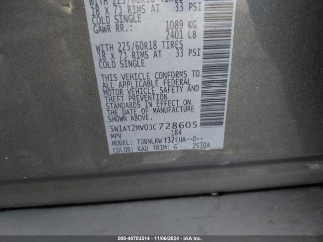 5N1AT2MV0JC728605 Nissan Rogue Sl