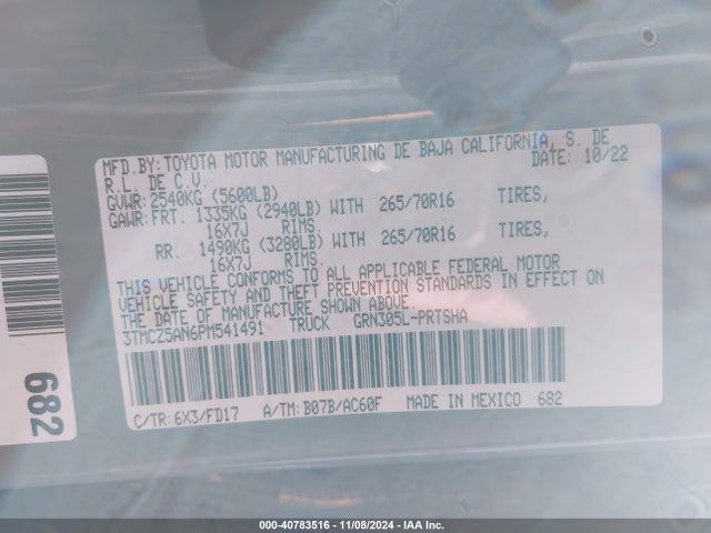 3TMCZ5AN6PM541491 Toyota Tacoma Trd Off Road