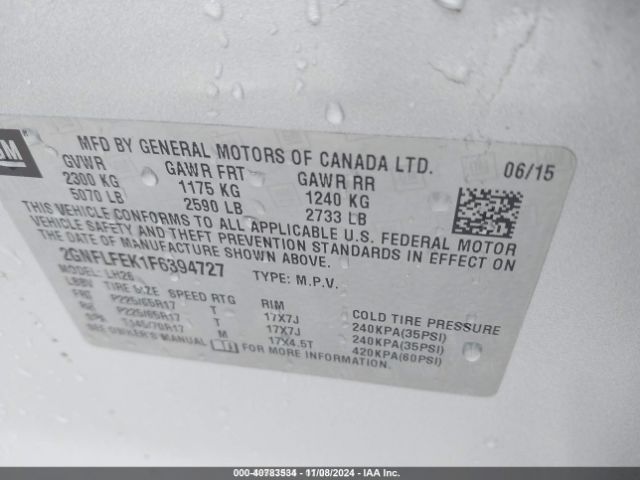 2GNFLFEK1F6394727 Chevrolet EQUINOX 1LT