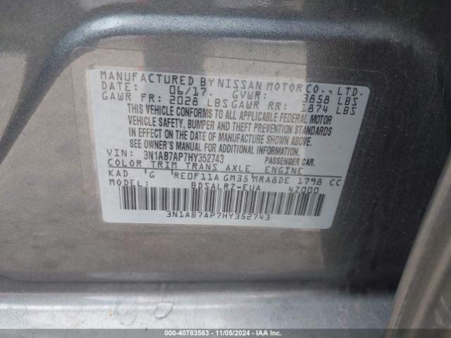 3N1AB7AP7HY352743 Nissan SENTRA SR