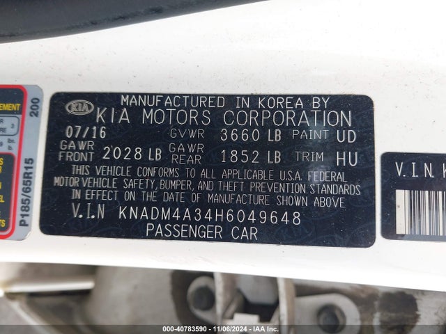 KIA RIO LX 2017 KNADM4A34H6049648 Image 9