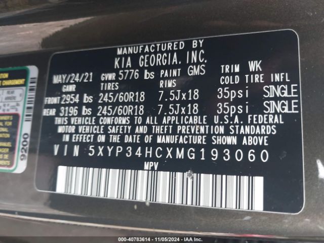 5XYP34HCXMG193060 KIA Telluride Ex