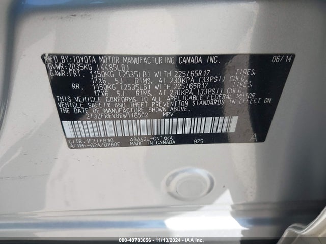 Toyota RAV4 LE 2014 2T3ZFREV8EW116502 Image 9