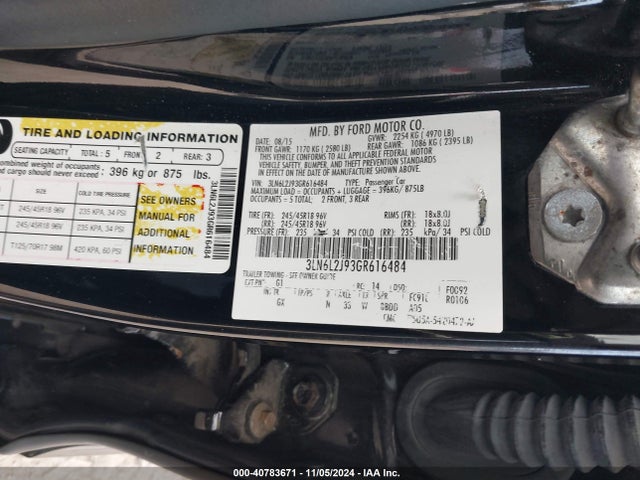 3LN6L2J93GR616484 Lincoln MKZ