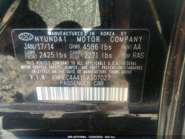 KMHEC4A41EA107027 Hyundai Sonata Hybrid Limited