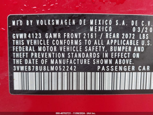 3VWEB7BU8LM052242 Volkswagen Jetta 1.4t Sel