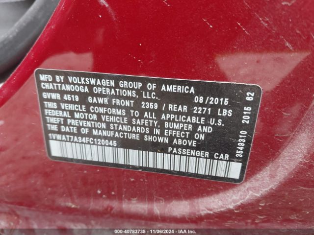 1VWAT7A34FC120045 Volkswagen Passat 1.8t Limited Edition