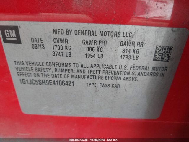 1G1JC5SH9E4106421 Chevrolet Sonic Lt Auto