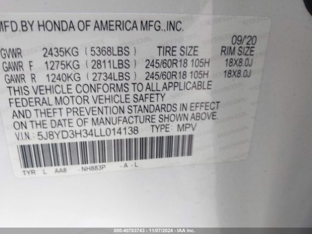 5J8YD3H34LL014138 Acura Mdx Standard
