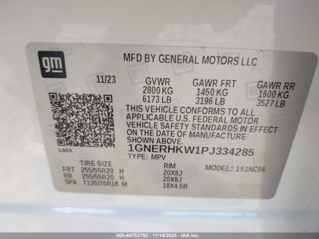 1GNERHKW1PJ334285 Chevrolet Traverse Fwd Lt Leather