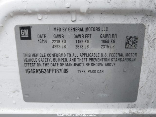 1G4GA5G34FF187009 Buick Lacrosse