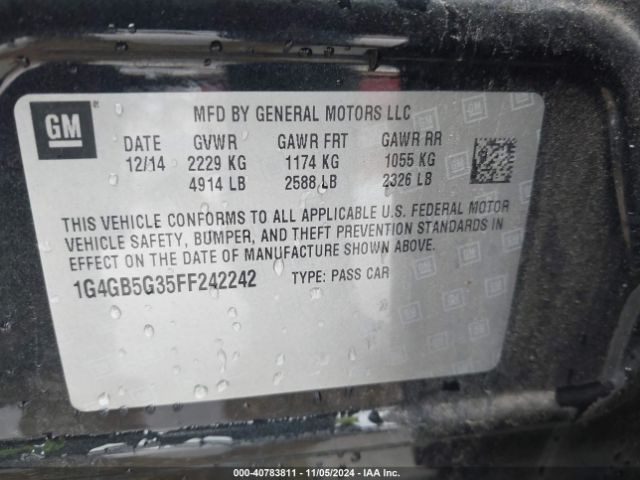 1G4GB5G35FF242242 Buick Lacrosse Leather
