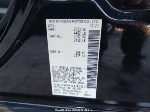 1N4BL4CW6PN349657 Nissan Altima Sr Intelligent Awd