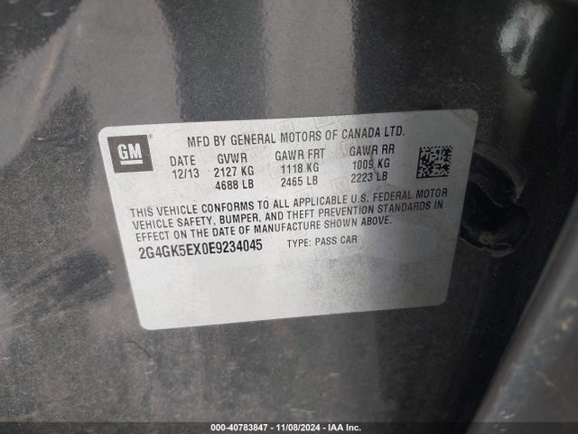 Buick Regal Turbo 2014 2G4GK5EX0E9234045 Image 9
