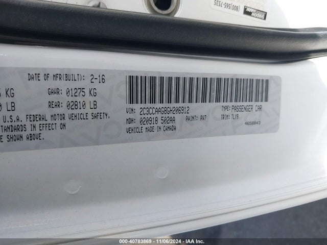 2C3CCAAG8GH206912 Chrysler 300 Limited