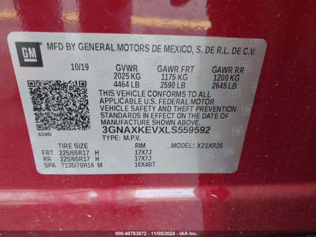 3GNAXKEVXLS559592 Chevrolet Equinox Fwd Lt 1.5l Turbo