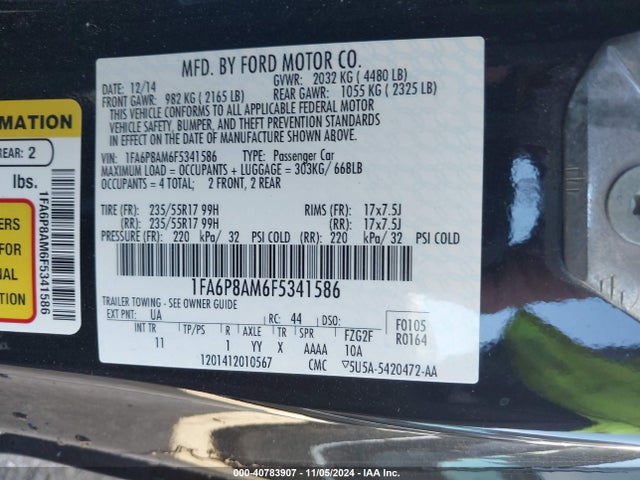 Ford Mustang V6 2015 1FA6P8AM6F5341586 Image 9