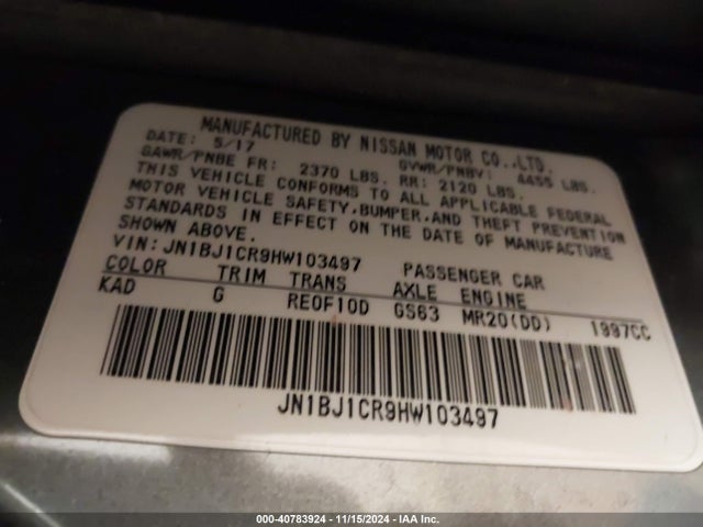 JN1BJ1CR9HW103497 Nissan Rogue Sport Sv