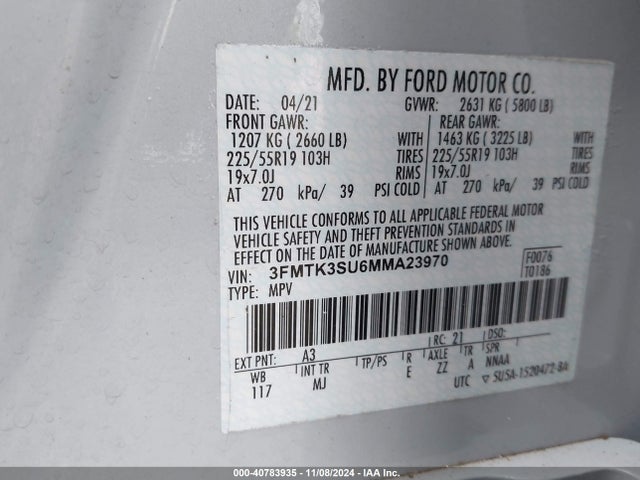 Ford Mustang Mach-e Premium 2021 3FMTK3SU6MMA23970 Image 9