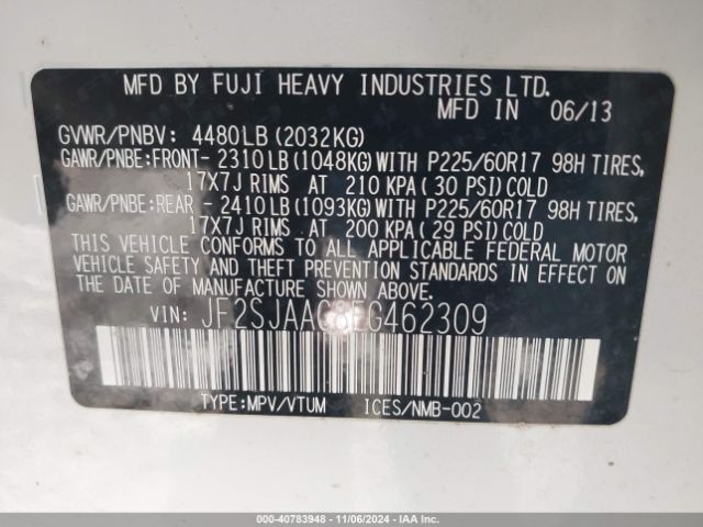 JF2SJAAC8EG462309 Subaru Forester 2.5i