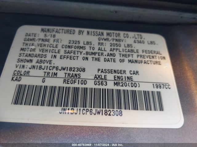 JN1BJ1CP6JW182308 Nissan Rogue Sport Sv