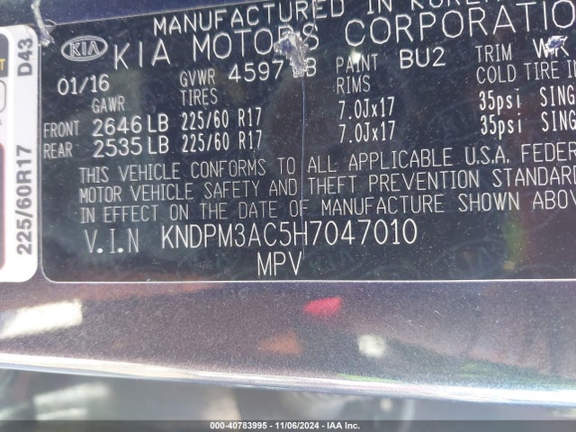 KIA Sportage Lx 2017 KNDPM3AC5H7047010 Image 9