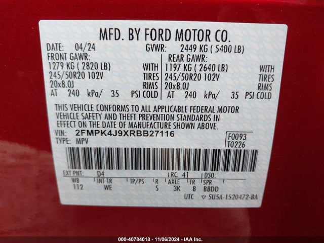 Ford Edge St-line 2024 2FMPK4J9XRBB27116 Image 9