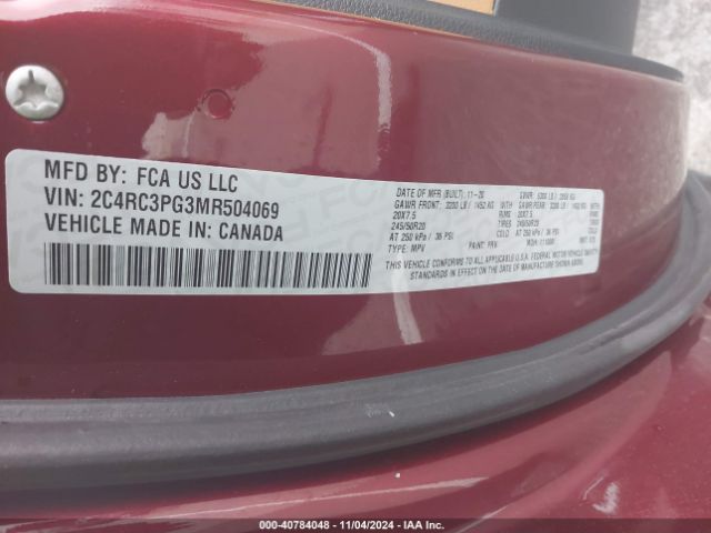 2C4RC3PG3MR504069 Chrysler Pacifica Pinnacle Awd