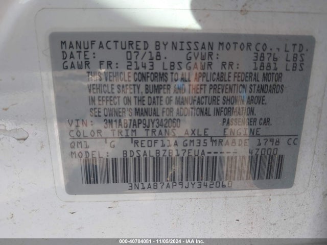 Nissan SENTRA S 2018 3N1AB7AP9JY342060 Image 9