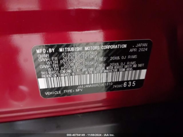 2024 MITSUBISHI OUTLANDER JA4J4WA86RZ061310 Photo 8