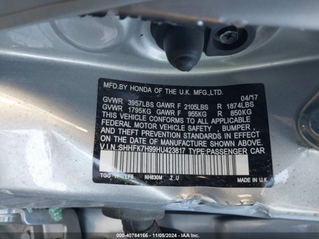 SHHFK7H99HU423817 Honda Civic Sport Touring