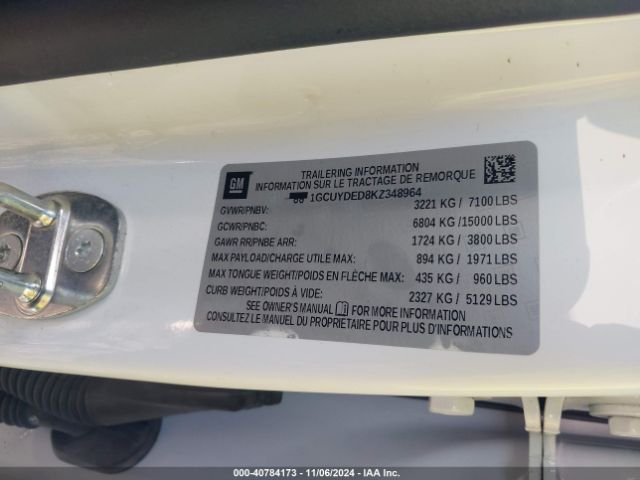 1GCUYDED8KZ348964 Chevrolet Silverado 1500 Lt