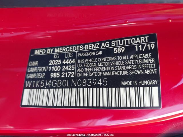 W1K5J4GB0LN083945 Mercedes-Benz CLA 250