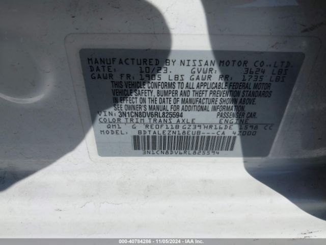 3N1CN8DV6RL825594 Nissan Versa 1.6 S