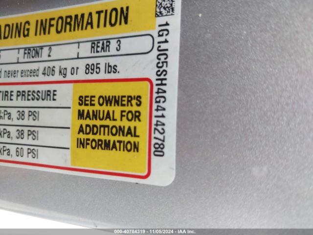 1G1JC5SH4G4142780 Chevrolet Sonic Lt Auto