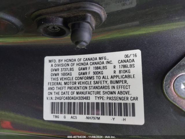 2HGFC4B04GH309483 Honda Civic Lx-p