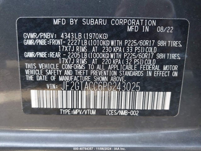 Subaru Crosstrek Premium 2023 JF2GTACC6PG243025 Image 9