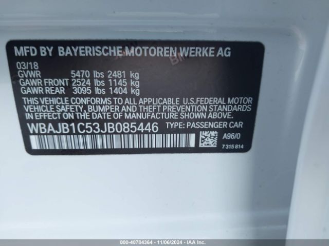 WBAJB1C53JB085446 BMW 530e Xdrive Iperformance