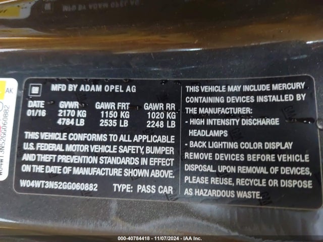 Buick Cascada Premium 2016 W04WT3N52GG060882 Image 9