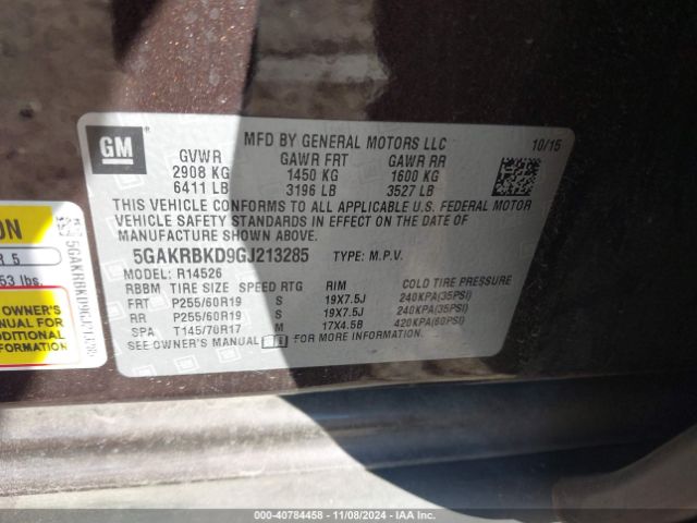 5GAKRBKD9GJ213285 Buick Enclave Leather