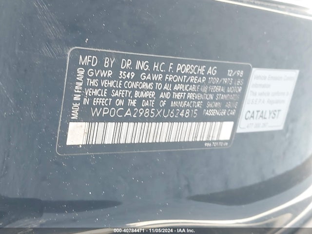 1999 PORSCHE BOXSTER WP0CA2985XU624815 Photo 8