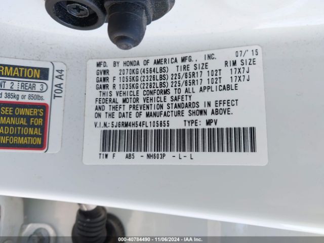 5J6RM4H54FL105855 Honda CR-V EX