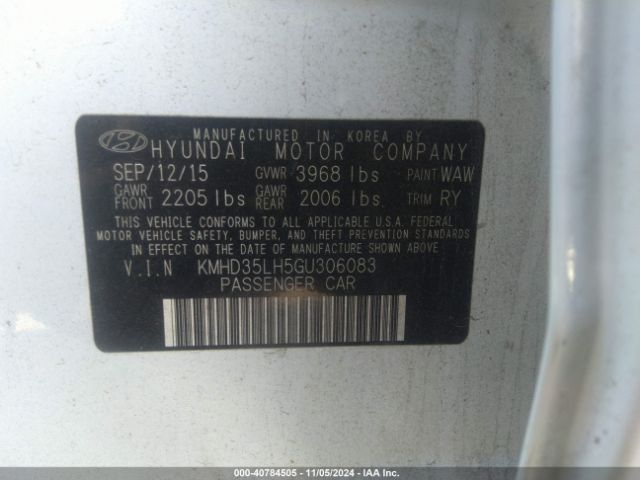 KMHD35LH5GU306083 Hyundai ELANTRA GT
