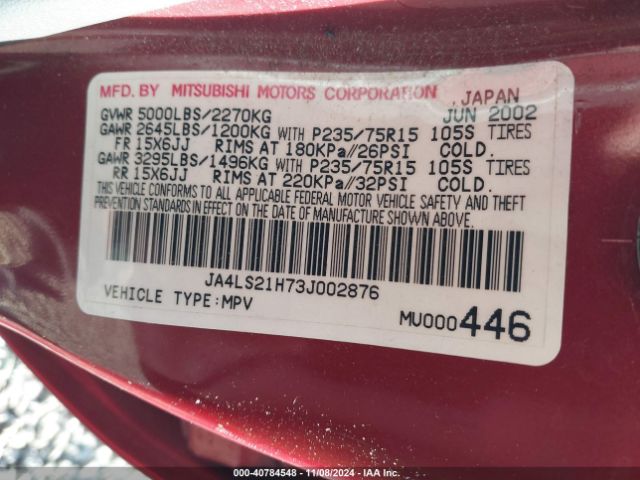 2003 MITSUBISHI MONTERO SPORT JA4LS21H73J002876 Photo 8