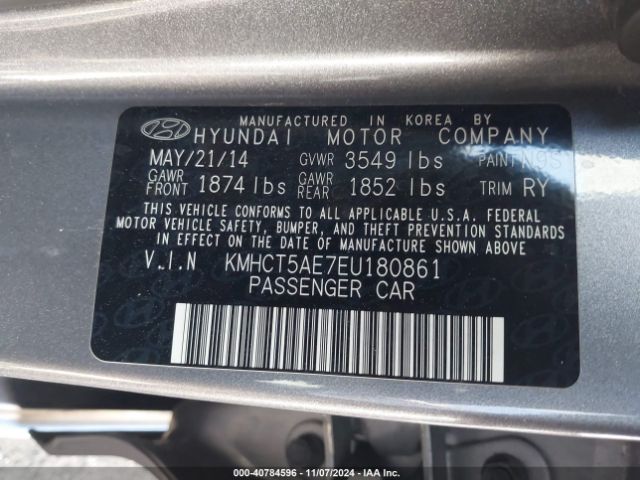 KMHCT5AE7EU180861 Hyundai ACCENT GS