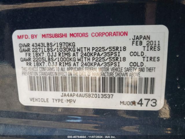 2011 MITSUBISHI OUTLANDER SPORT JA4AP4AU5BZ013537 Photo 8