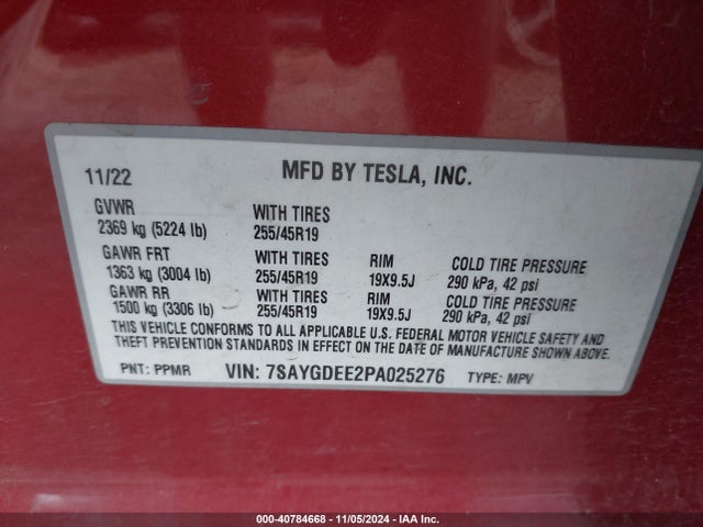 2023 TESLA MODEL Y 7SAYGDEE2PA025276 Photo 8